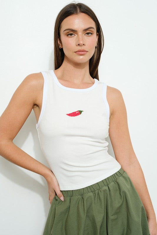Pepper beadded trendy white top