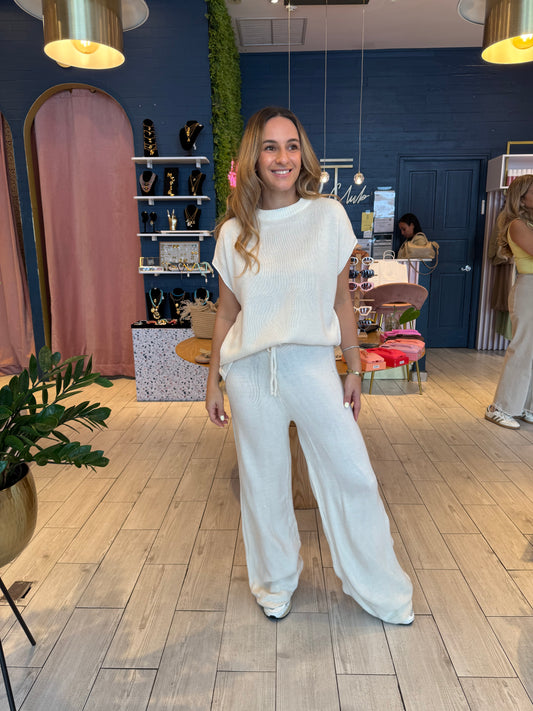 Nude & white Knit set de viaje