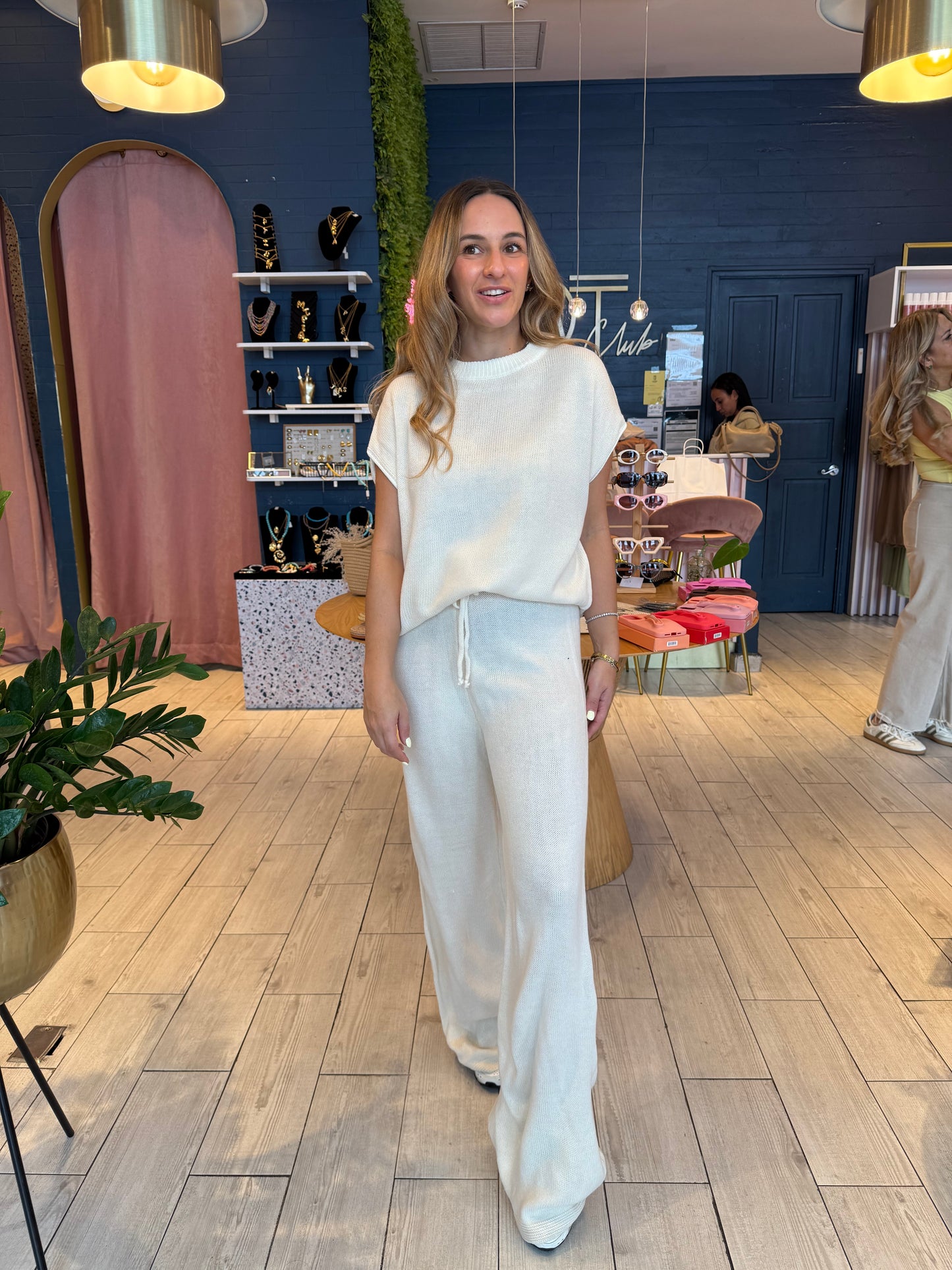 Nude & white Knit set de viaje
