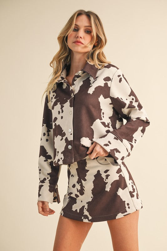 Printed cow skirt & shirt set