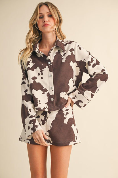 Printed cow skirt & shirt set