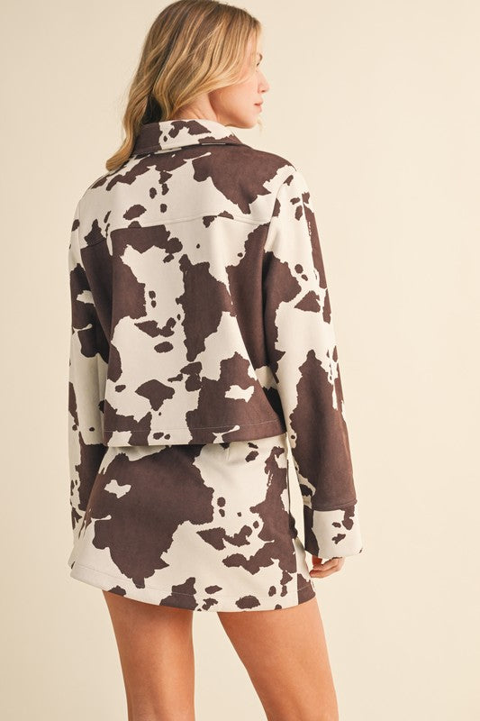 Printed cow skirt & shirt set