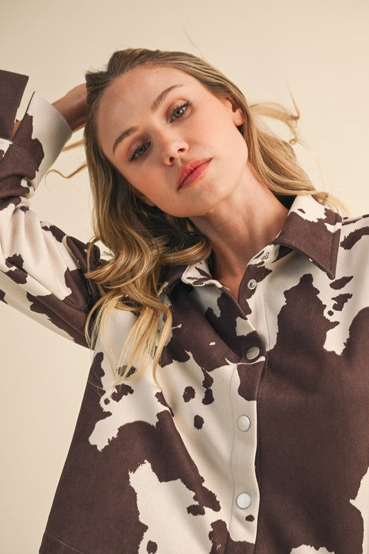 Printed cow skirt & shirt set