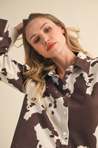 Printed cow skirt & shirt set