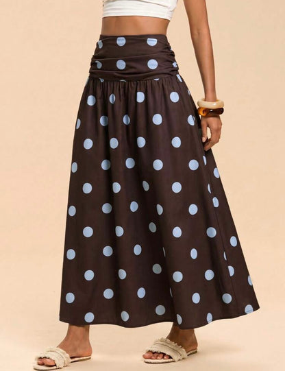 Brown & Blue polka dots skirt