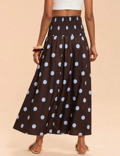 Brown & Blue polka dots skirt