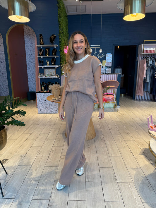 Taupe Knit set de viaje