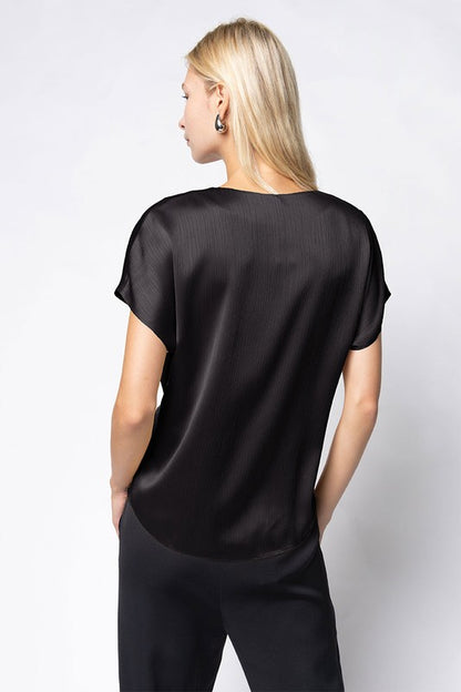 Black silky basic top