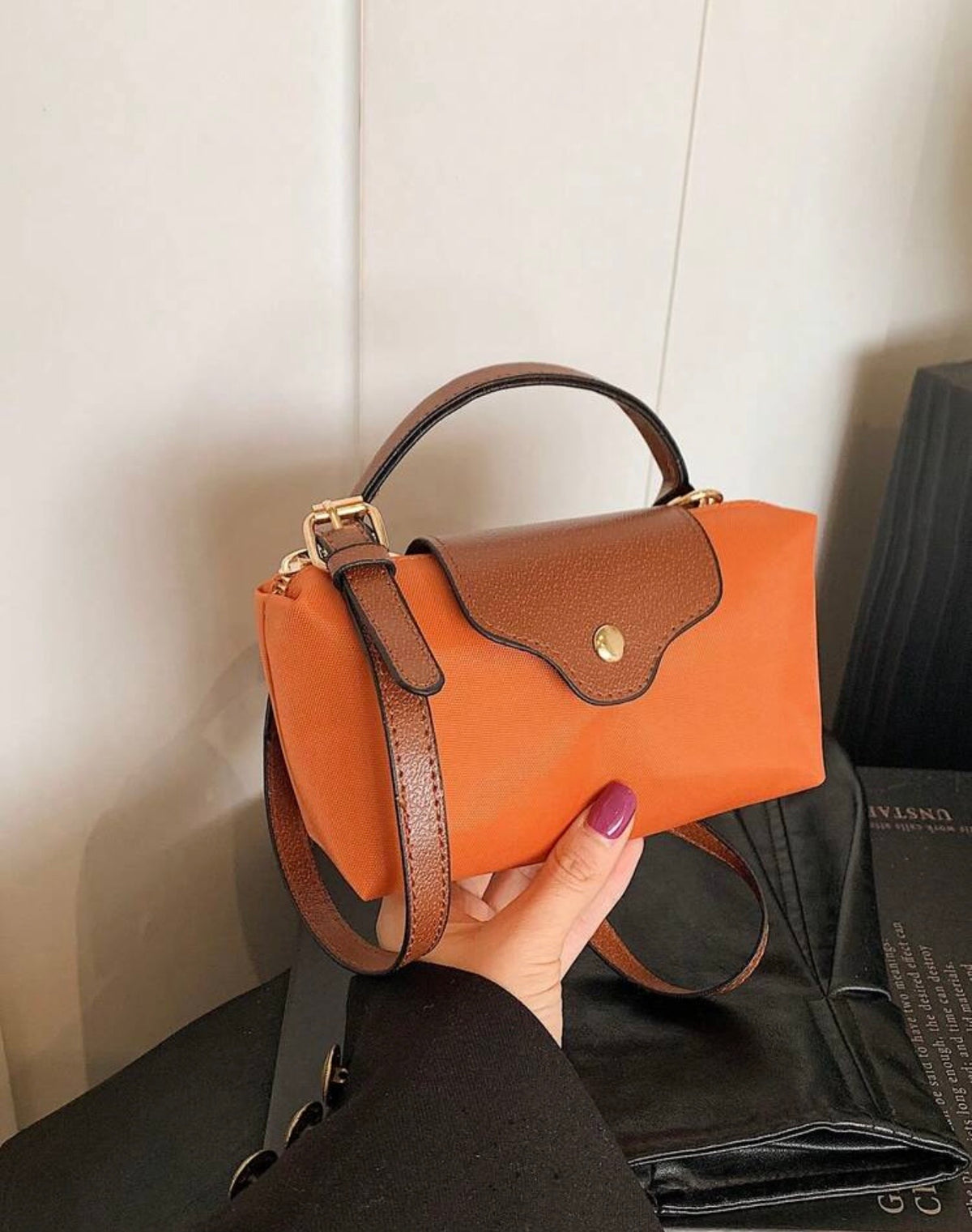 Orange mini tote nylon Bag