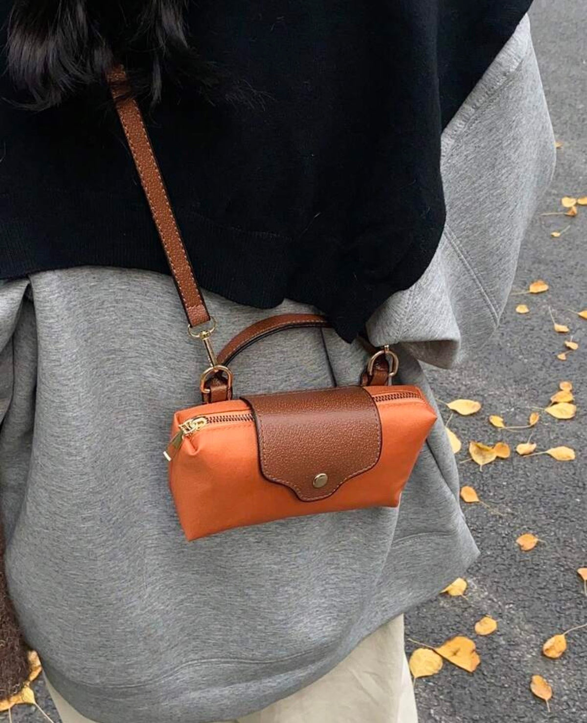 Orange mini tote nylon Bag