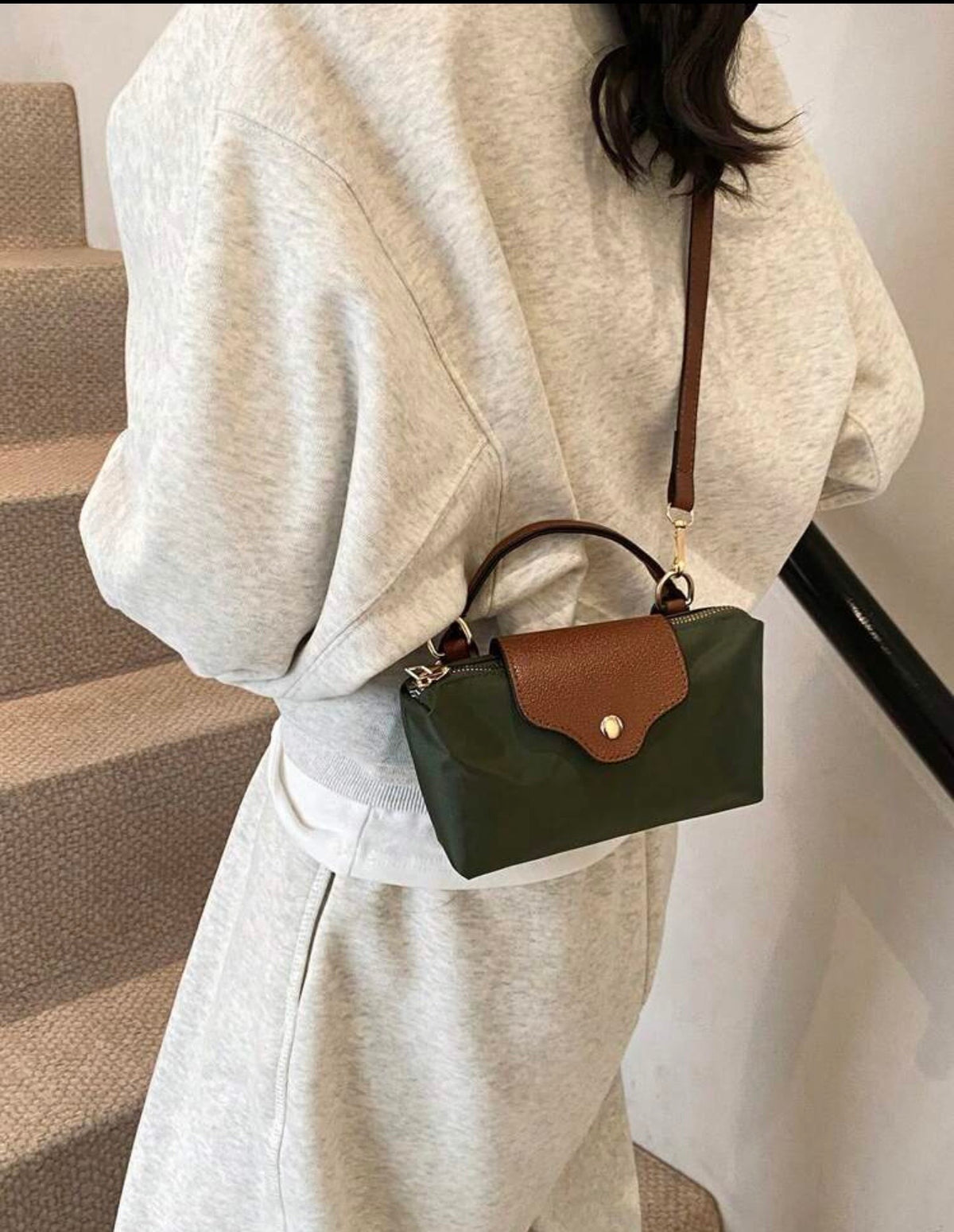 Olive mini tote nylon Bag