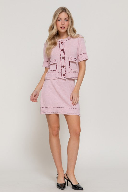 Pink embroidery skirt
