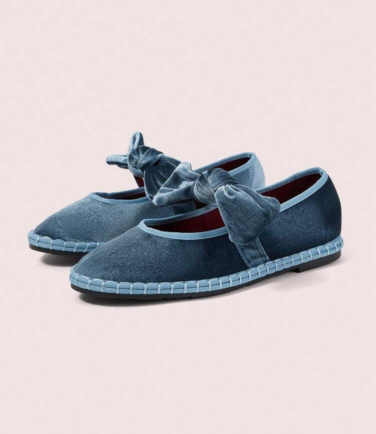 Blue velvet bow Flats