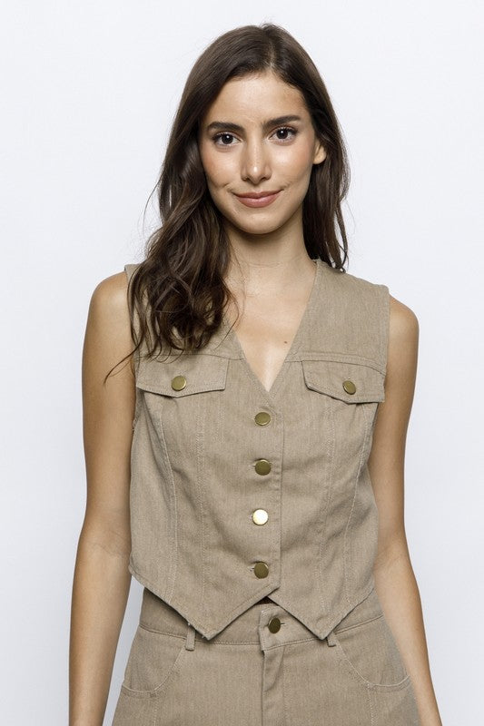 Beige vest & Skirt set