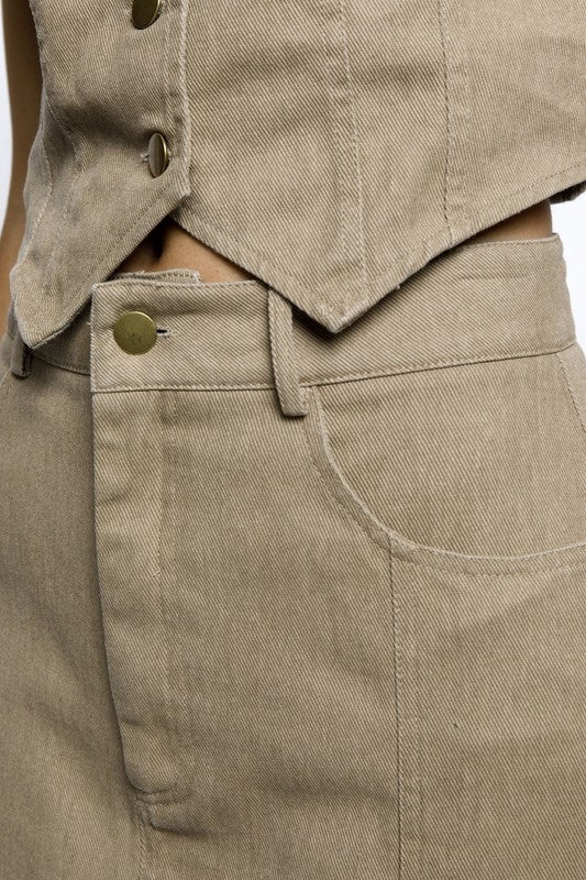 Beige vest & Skirt set