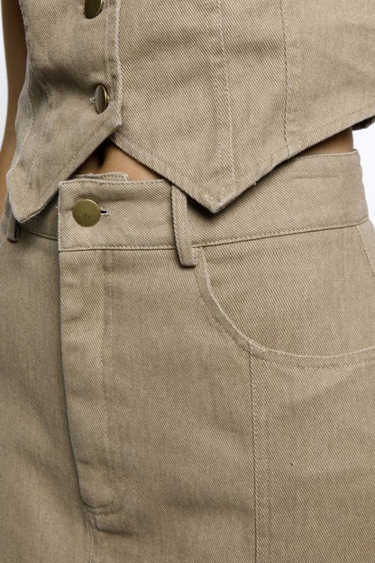 Beige vest & Skirt set