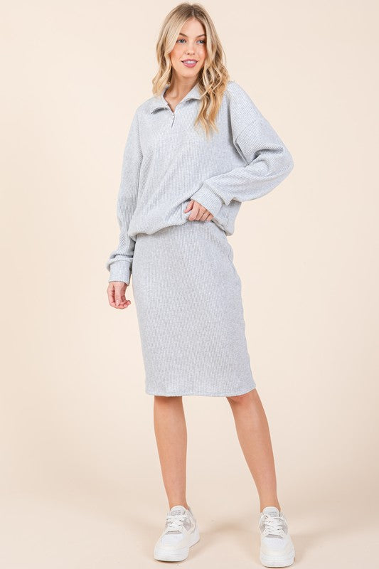 Grey Collared Tzniut skirt set de viaje