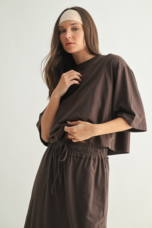 Coffee Tzniut skirt & top PIMA COTTON set de viaje