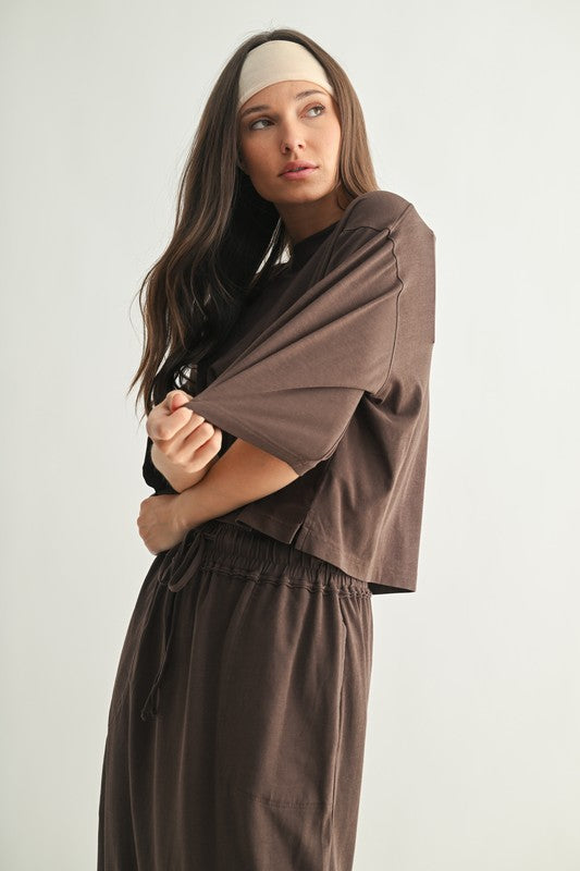 Coffee Tzniut skirt & top PIMA COTTON set de viaje