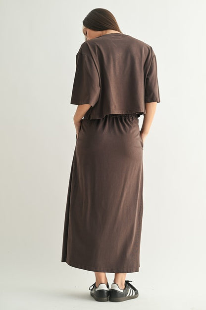 Coffee Tzniut skirt & top PIMA COTTON set de viaje