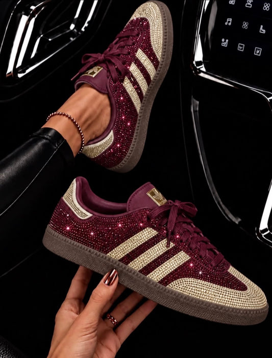 Rhinestones Marroon & Nude Sambas for women