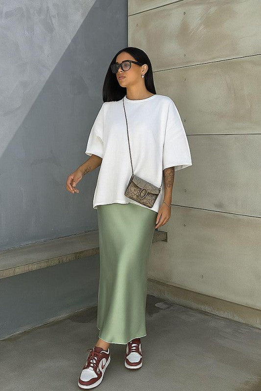 Sage Silky midi skirt 4 agosto