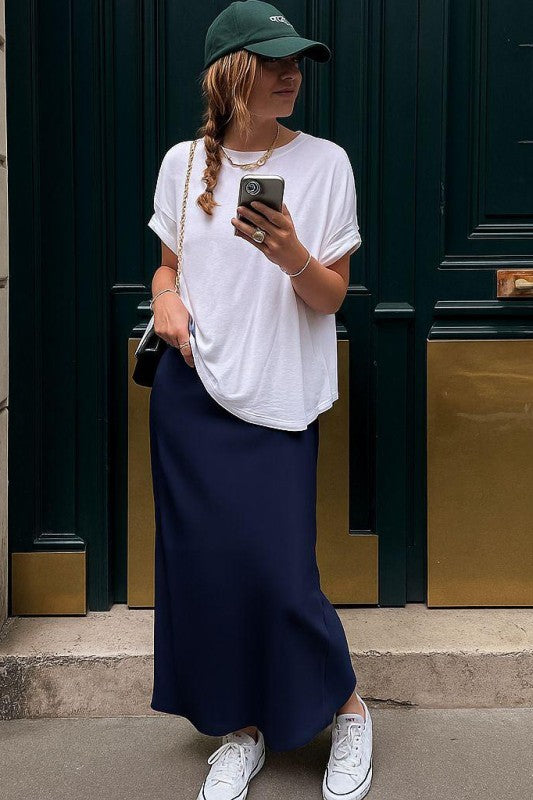 Navy Silky skirt 4 agosto