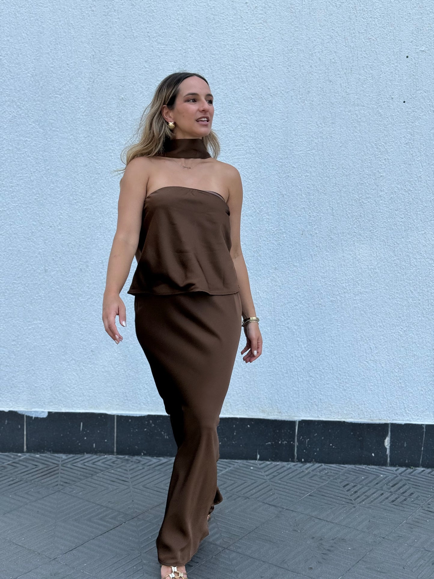 Aesthetic skirt & chocker top set