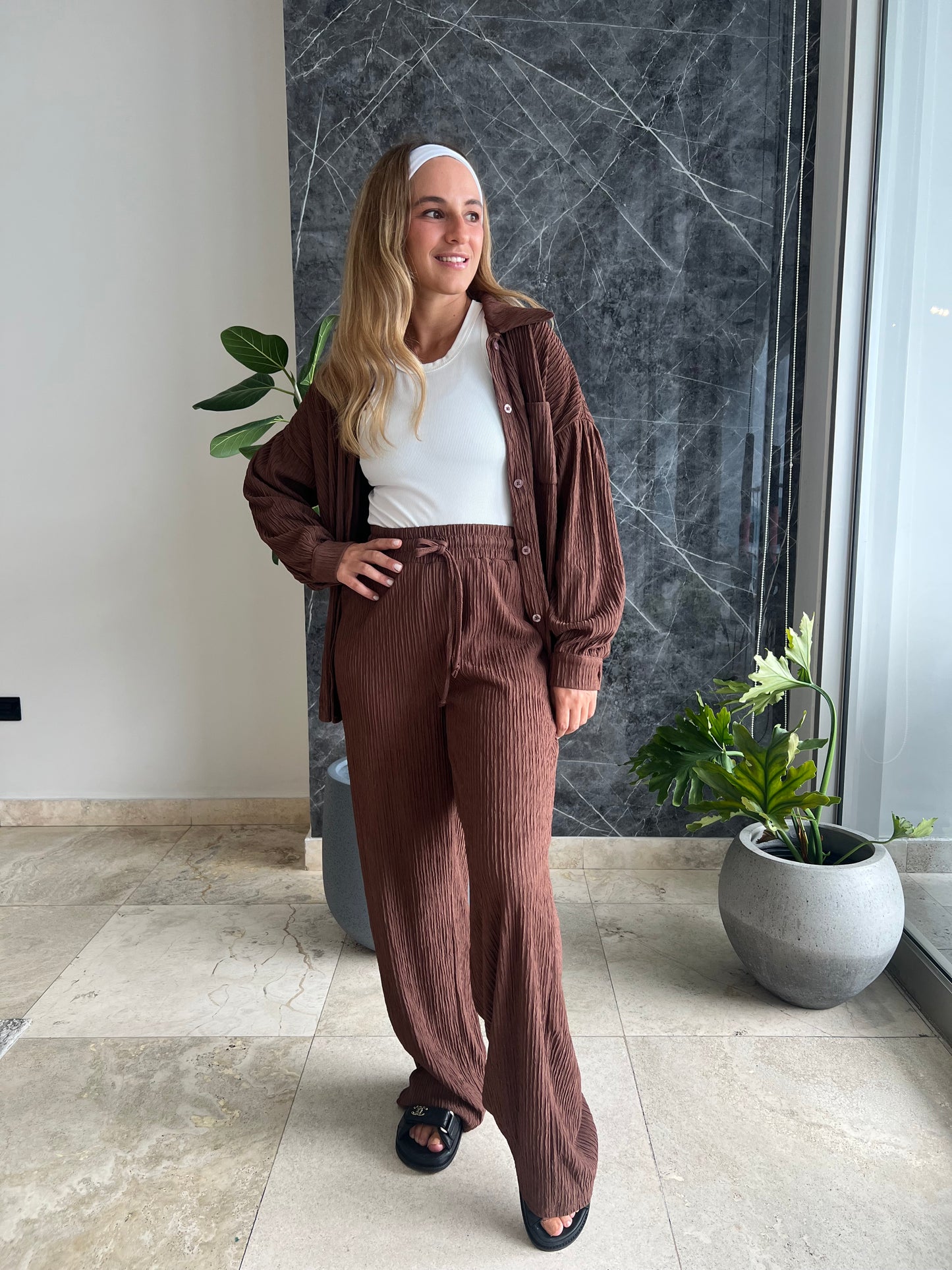 Brown pants & top set viaje
