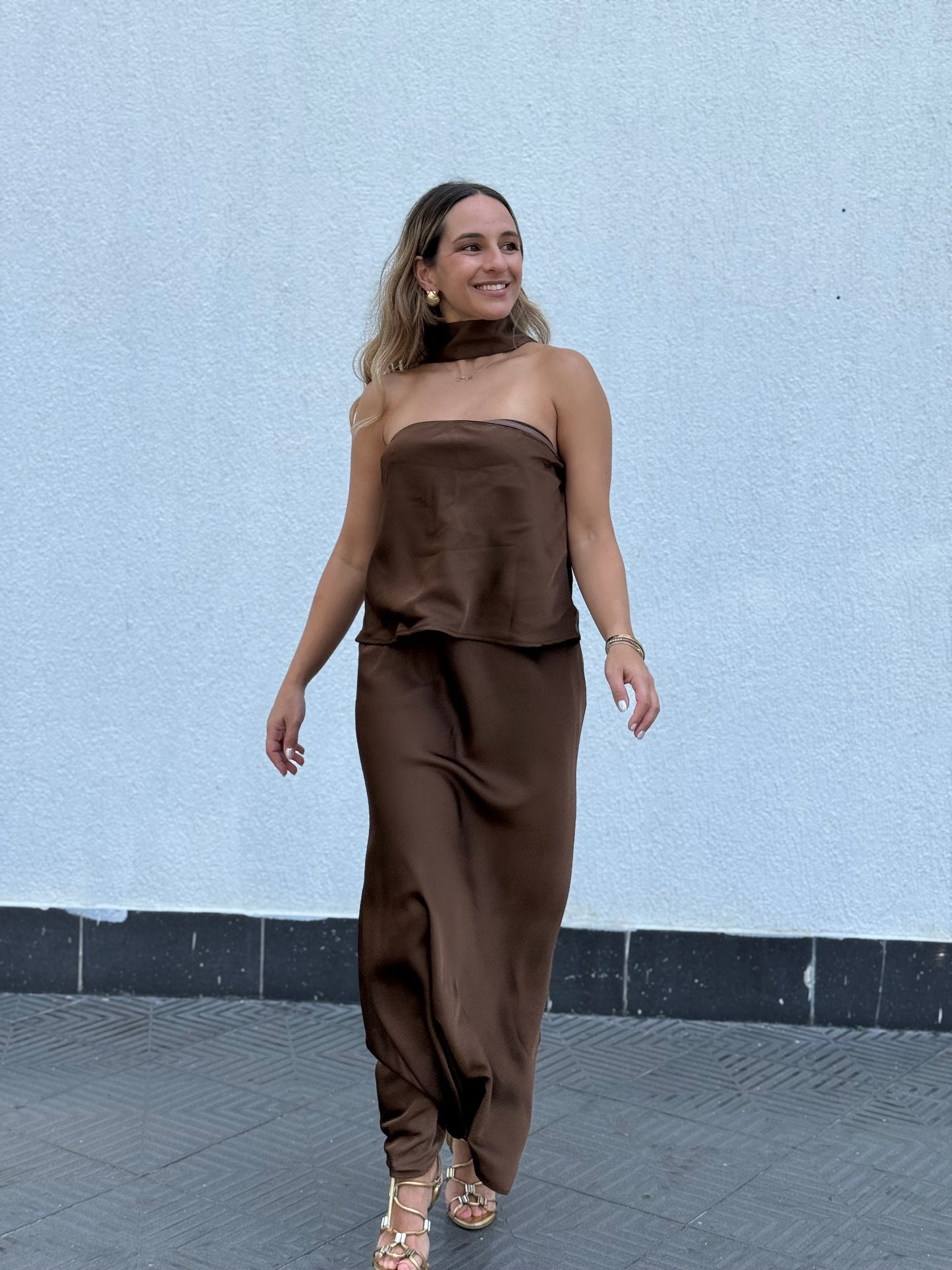 Aesthetic skirt & chocker top set