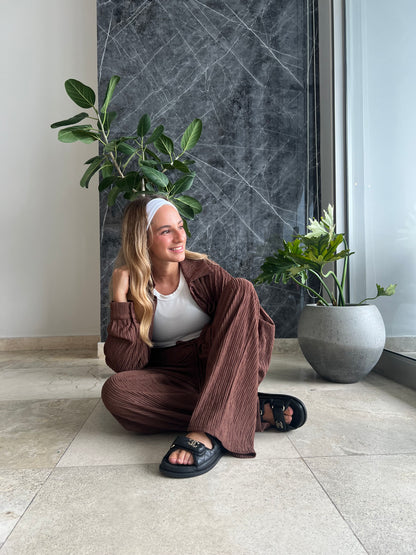 Brown pants & top set viaje