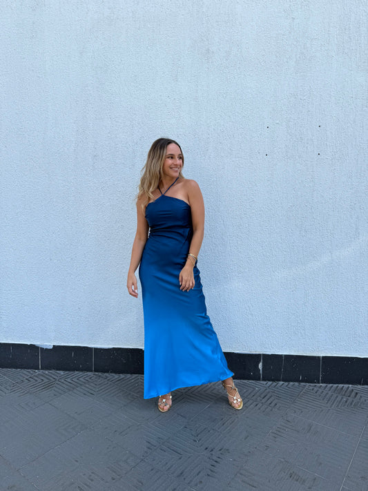 Blue tie Dye Silky dress