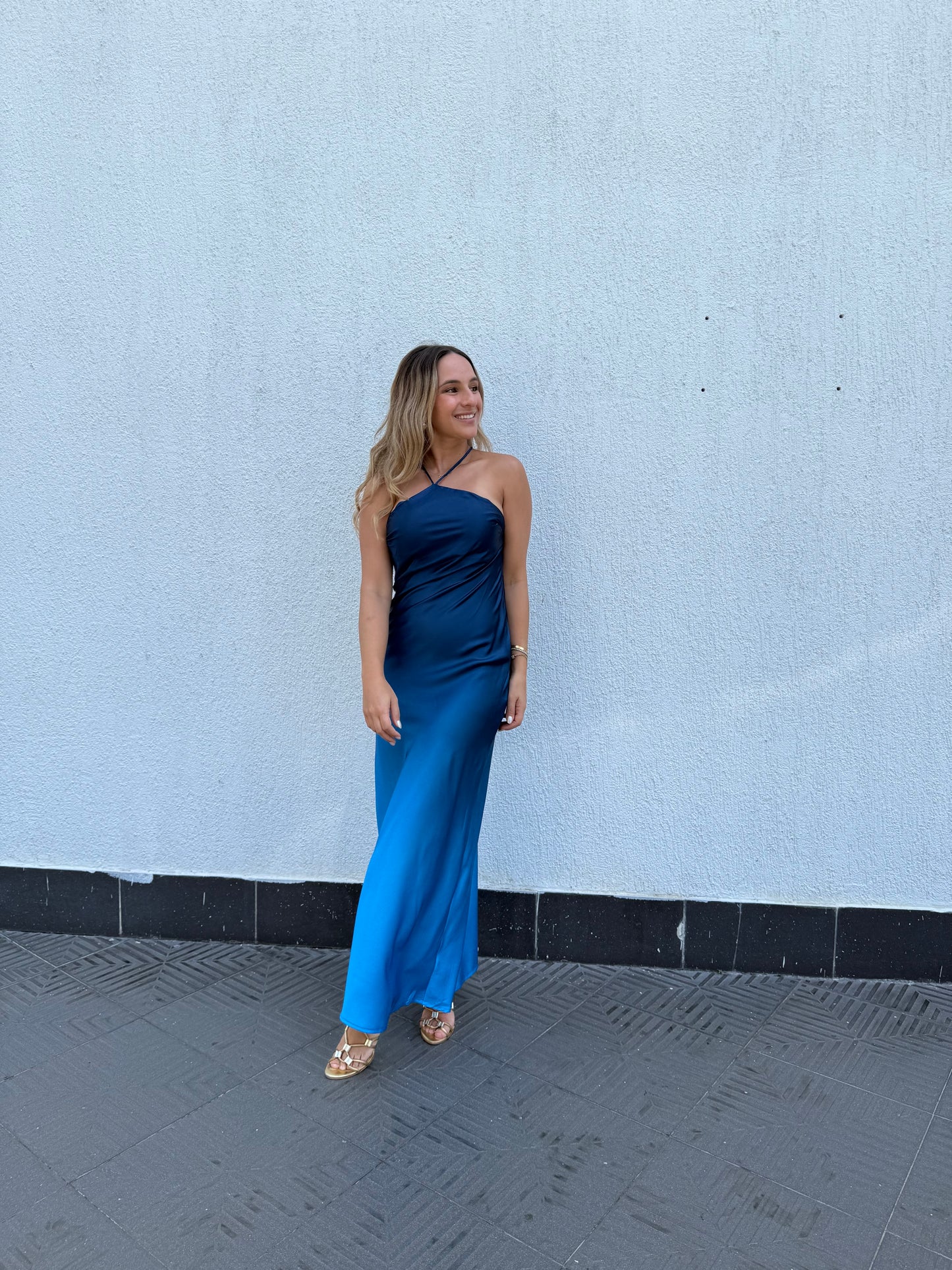 Blue tie Dye Silky dress