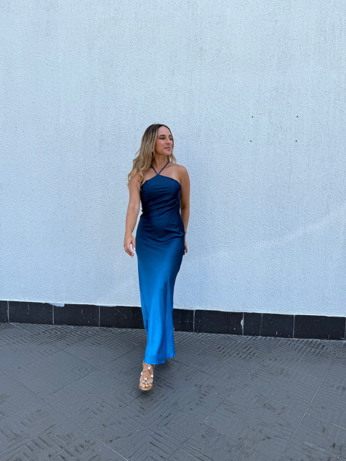 Blue tie Dye Silky dress