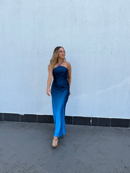 Blue tie Dye Silky dress