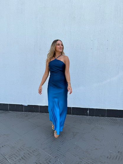 Blue tie Dye Silky dress