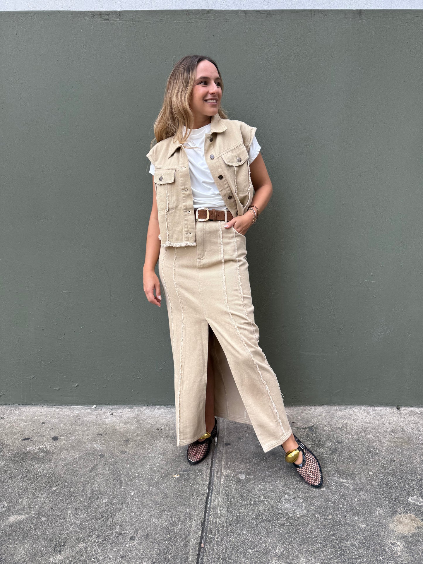 Fringed skirt & Vest Set