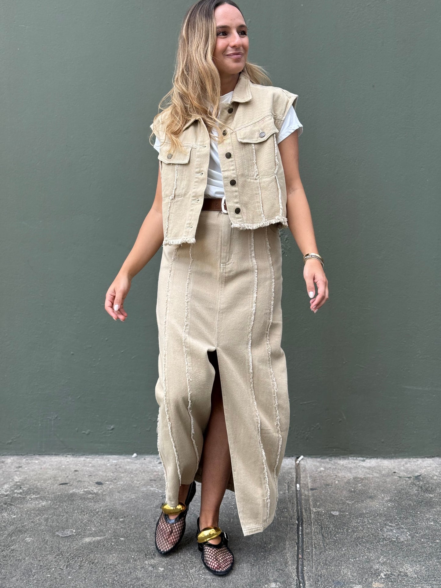 Fringed skirt & Vest Set