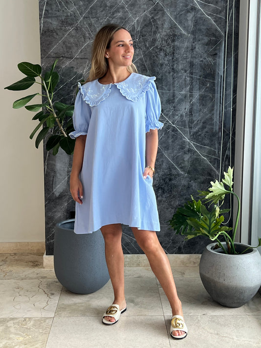 Embroidery light Blue Ema cute dress