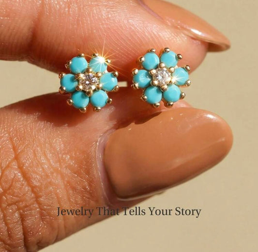 Turquoise flower earings