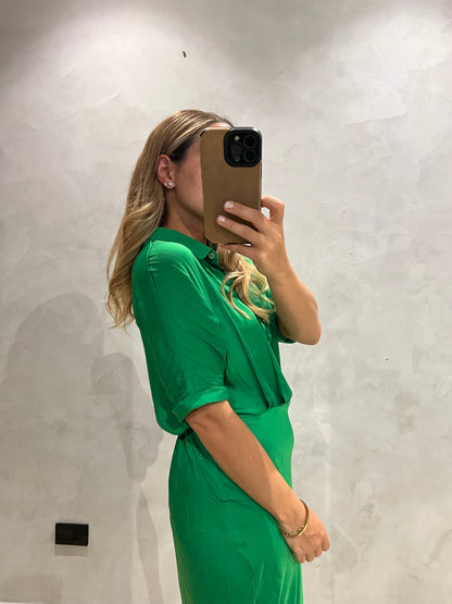 Green Silky midi Dress
