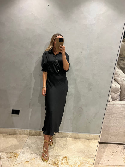 Black silky midi Dress