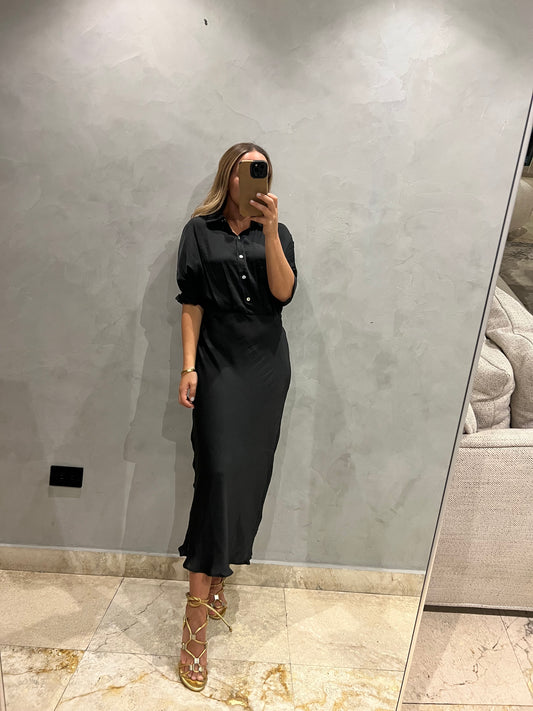Black silky midi Dress