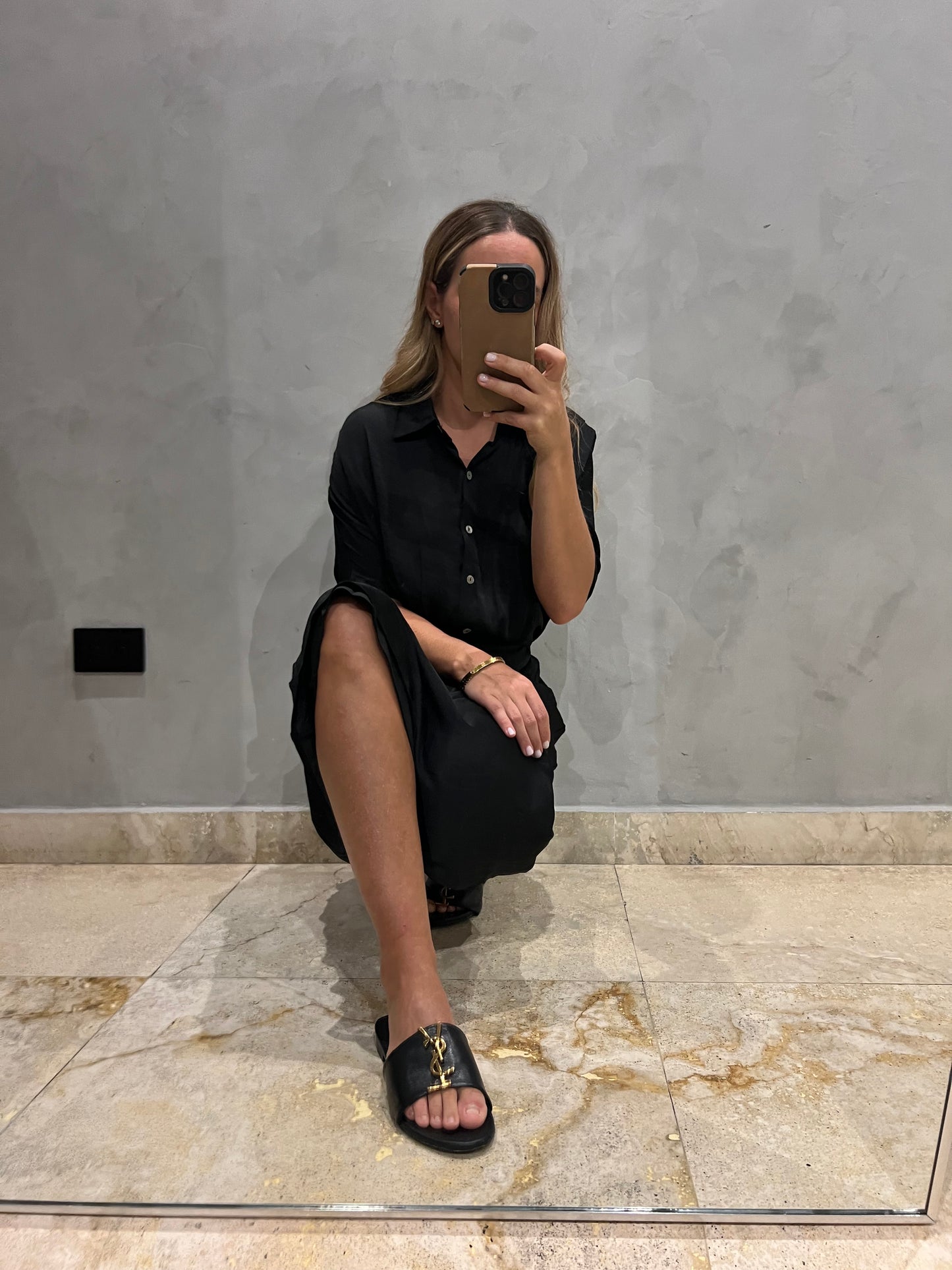 Black silky midi Dress