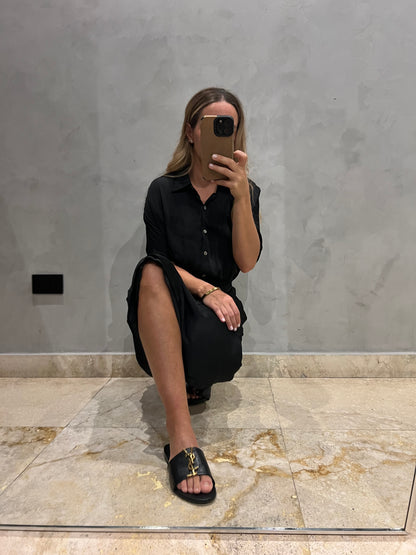 Black silky midi Dress