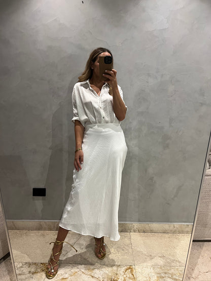 White Silky midi Dress