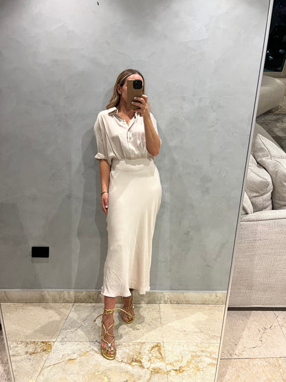 Off white Silky midi Dress