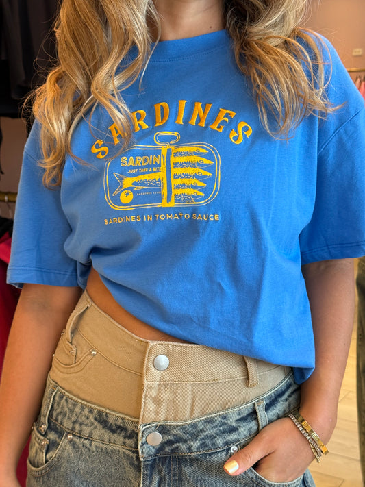 Sardines embroidery tshirt