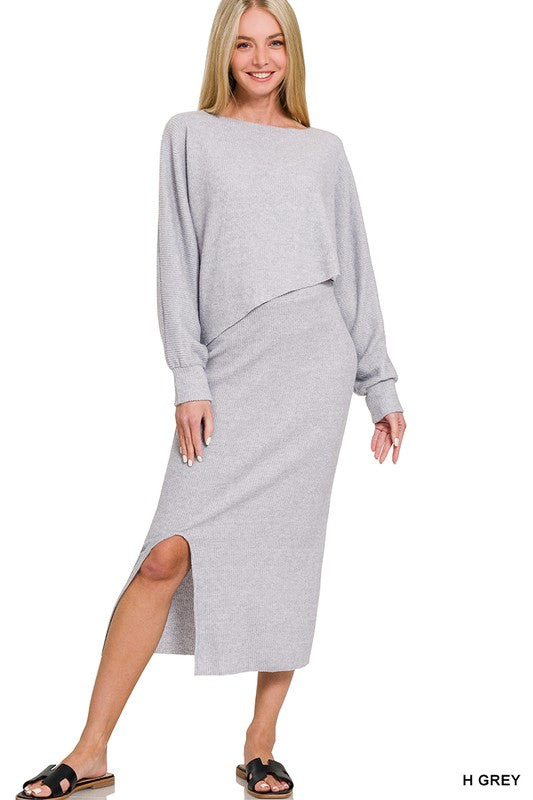 Grey skirt ribbed set 1 nov