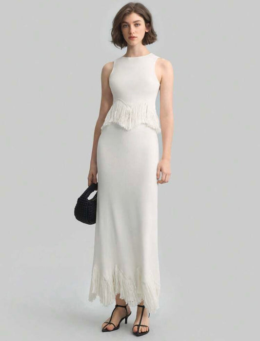 White Knitted Fringed set